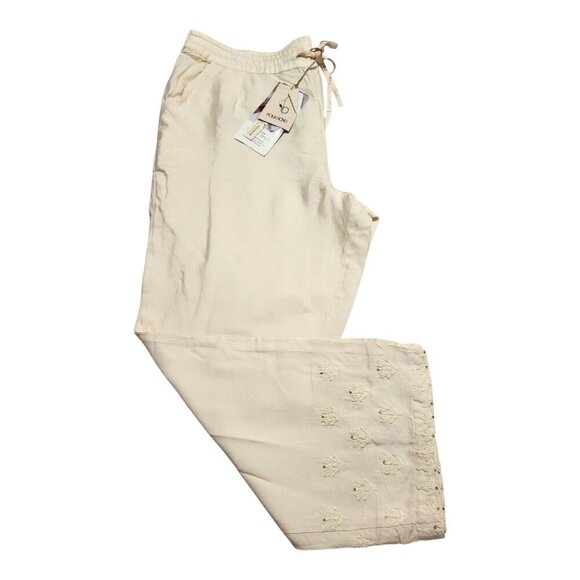 Folksong Lucknow Chikan Craft Tussar Silk Viscose Straight Pants XL NEW- Artisan - Picture 11 of 11